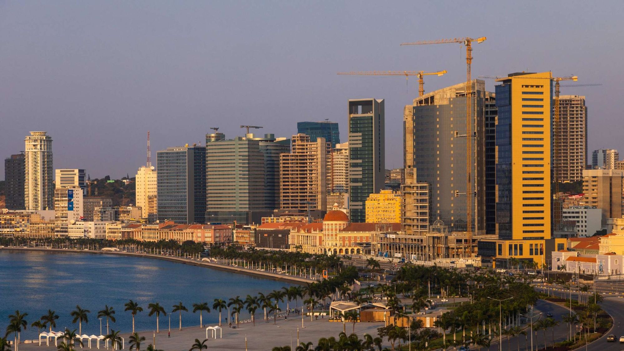 The Marginal de Luanda waterfront at golden hour